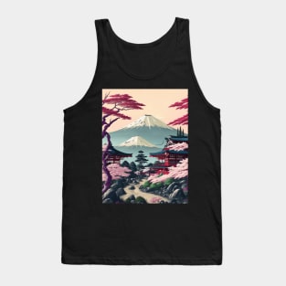 Serene Mount Fuji Sunset - Peaceful River Scenery Tank Top